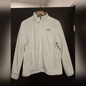 The North Face Womens L Faux Fur White Full Zip Jacket Coat